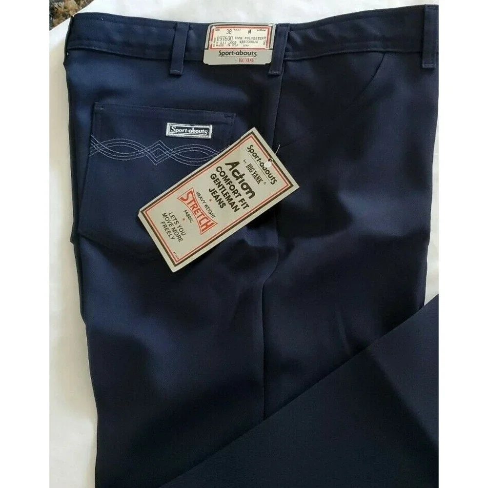 Sport-abouts Blue Slacks -Big Yank Western Dress Pants VTG 80's- Mens 38X30 NWT
